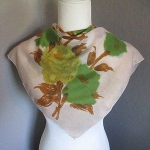 1950s green floral scarf